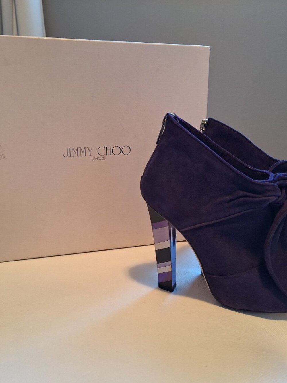 Jimmy Choo Colorblock heel purple suede booties - Picture 11 of 16